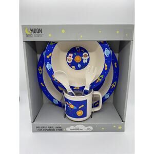 Moon And Stars 5-piece Bamboo Fiber Dinnerware Set Astronaut Space